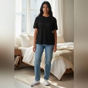 Bench Black Perforated Women's Top Small Lined NWOT